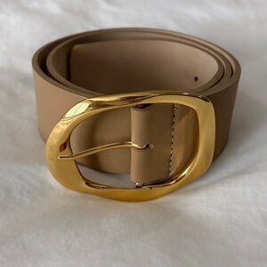 B-Low the Belt Edmond Waist Belt in Vachetta Tan Leather with Gold Buckle